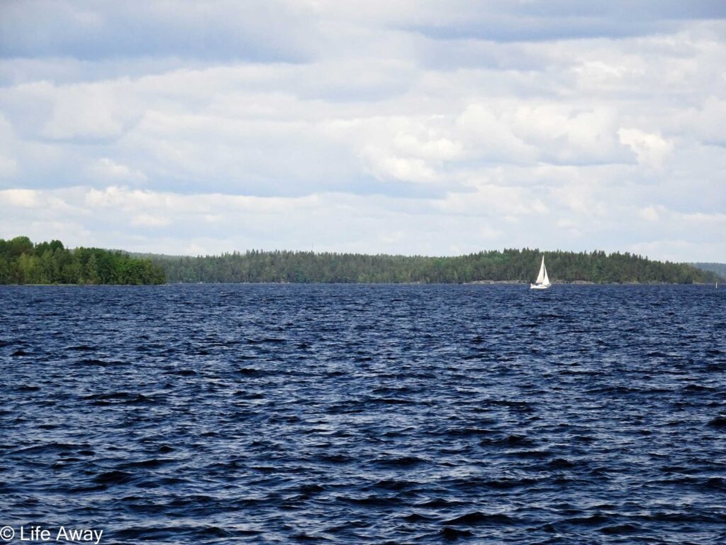Sail boat on Nasijarvi lake in Tampere